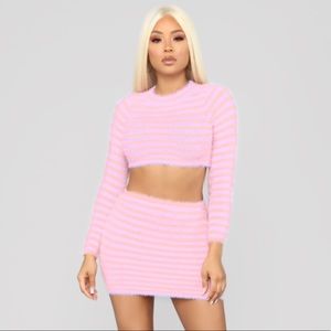 Fashion Nova Sher Stripe Set - Pink